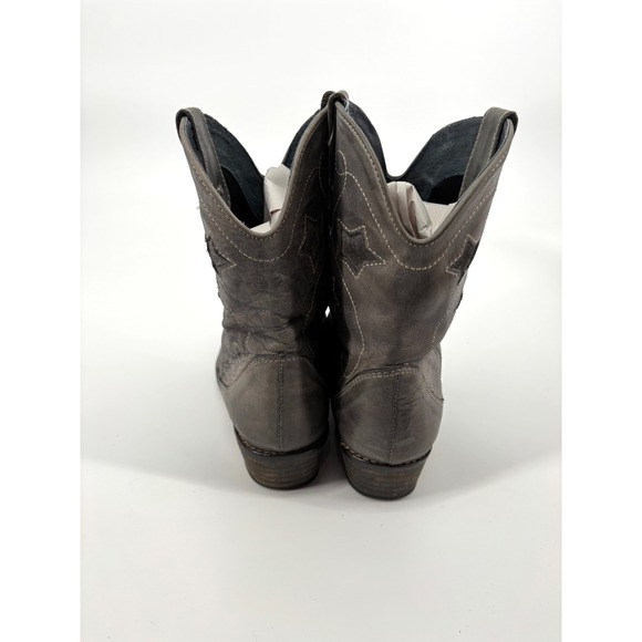 Vintage BATA Womens‎ Short Western Boots Sz 38 Gray Leather Star Cowgirl Cowboy - Picture 4 of 8